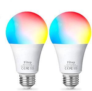 Bombilla Inteligente Alexa E27 LED, Fitop RGBCW 2200-6500K